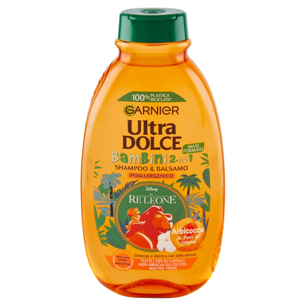 Garnier Ultra Dolce Shampoo 2in1 per Bambini all' albicocca e fiori di cotone, 300 ml